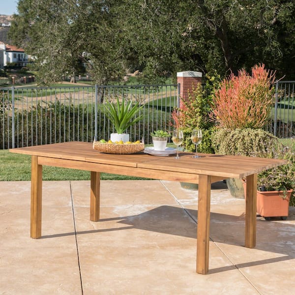 Harper & Bright Designs Acacia Wood Outdoor Dining Table with Extension