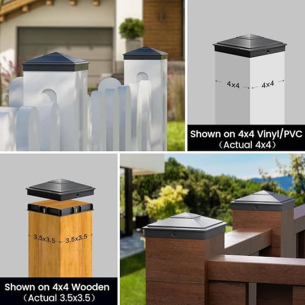 Buy 4 X 4 Aluminum Pyramid Post Caps Cover Black Fence Post Caps 4 X 4 Post Sleeve Deck Post Caps With 16 Stainless Steel Screws For Nominal Wood