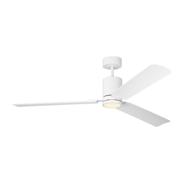 Generation Lighting - Fan Cleancut Smart 62 in. Matte White Downrod Mount Standard Ceiling Fan with Integrated LED and Remote