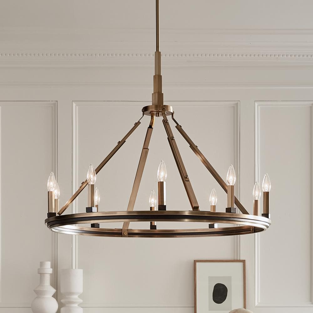 Emmala 10-Light Art Deco Chandelier in Brushed Natural Brass