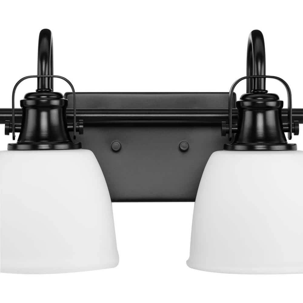 Matte Black 4-Light Vanity Fixture with Opal Glass Shades