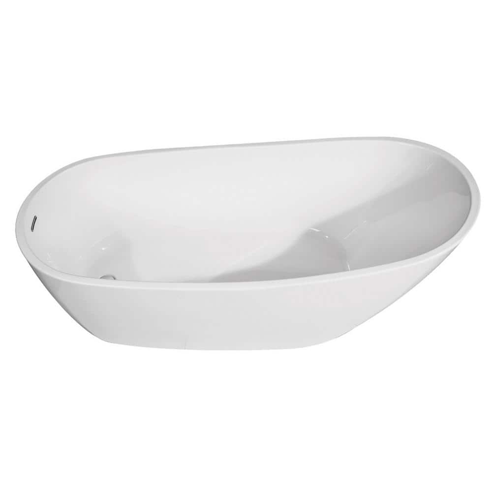 54 in. Acrylic Reversible Drain Oval Flatbottom Freestanding Bathtub in Whi
