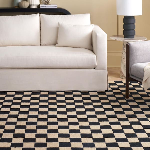 Martha Stewart 6 ft. x 9 ft. Black/Beige Geometric Area Rug