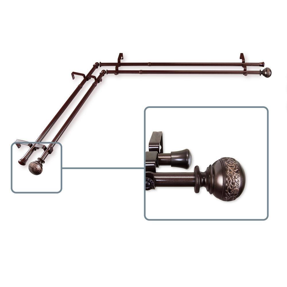 120 in. to 170 in. Adjustable 13/16 in. Corner Window Double Curtain Rod in