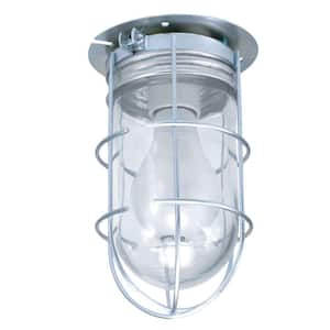 Farm and Home 1-Light Silver Vaportite Light with Wire Guard