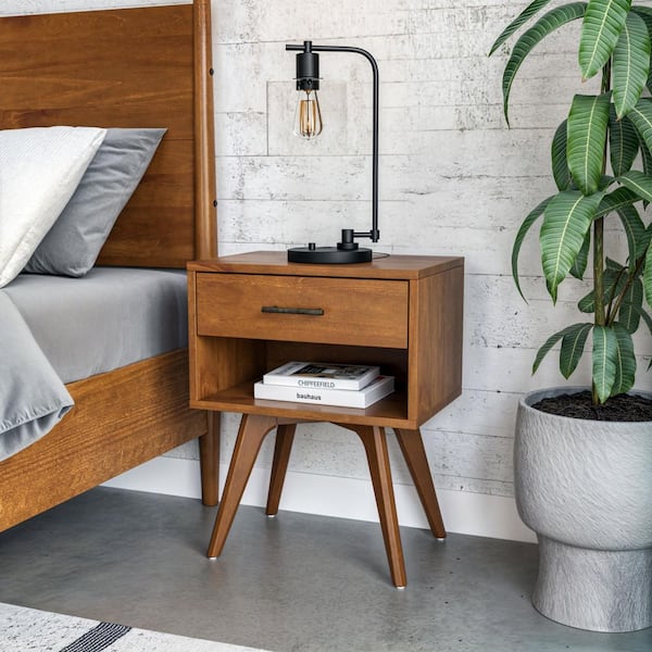Camaflexi Mid Century Modern 1-Drawer Castanho Nighstand 25.4 in. x 19.6 in. x 13.75 in.