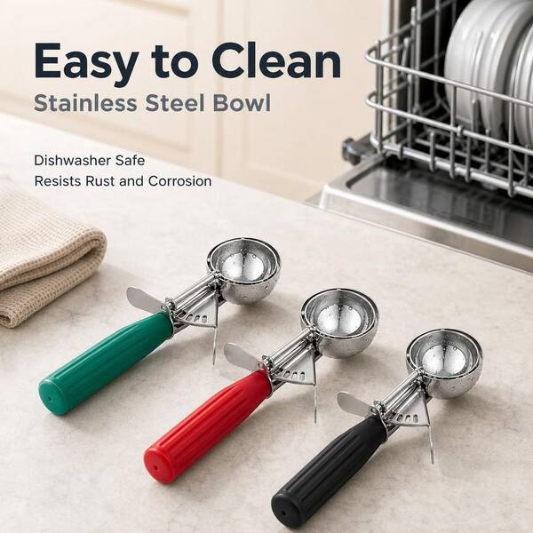 Numhew 3-Piece 18/8 Stainless Steel Cookie Scoop Set Multi-Colored
