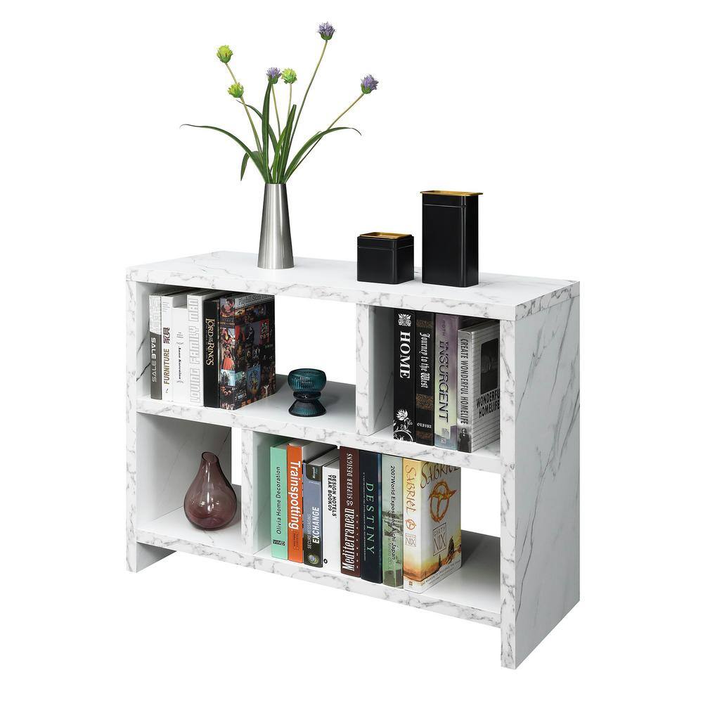 Modern White Faux Marble 3-Tier Console Bookcase