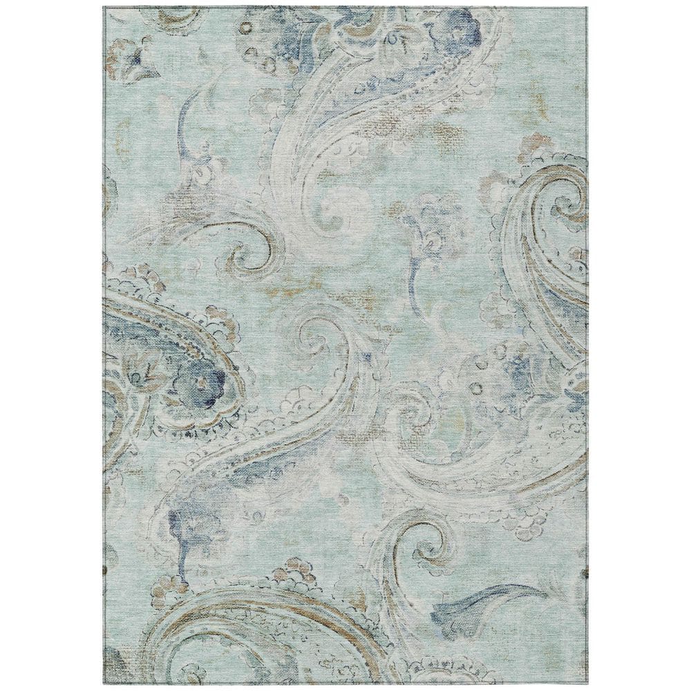 Chantille Machine Washable Indoor/Outdoor Abstract ACN2747 Aqua 5 ft. x 7 ft. 6 in. Area Rug price history on PriceWatchPro