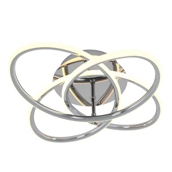 Swirl Butterfly 16 in. 1-Light Modern Chrome Integrated LED Flush Mount Ceiling Light Fixture for Kitchen or Bedroom
