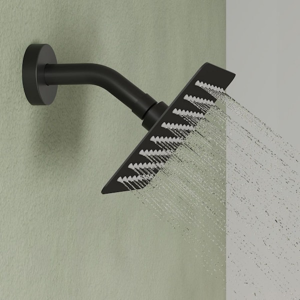 Single Handle 2-Spray Patterns Square 6 in. Shower Faucet with Handheld 2.5 GPM, Anti Scald in Matte Black