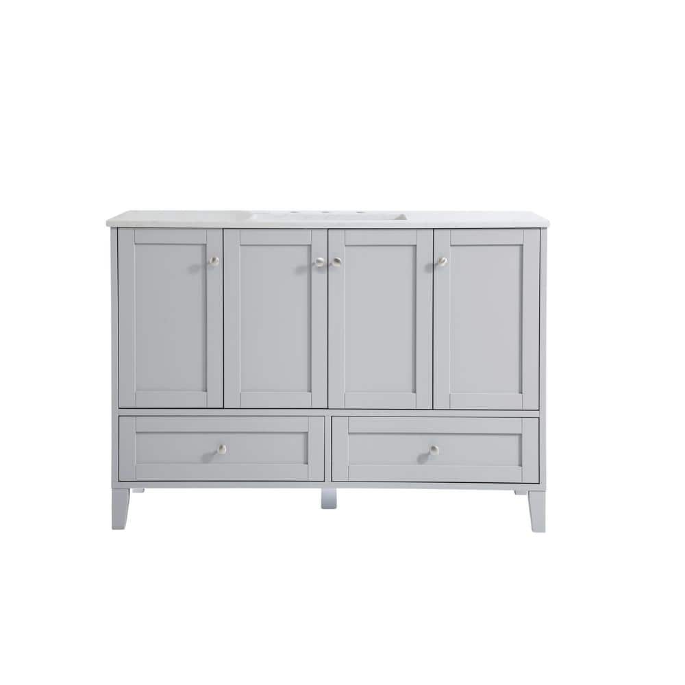 Simply Living 48 in. Single Bathroom Vanity in Grey with Engineered Marble 