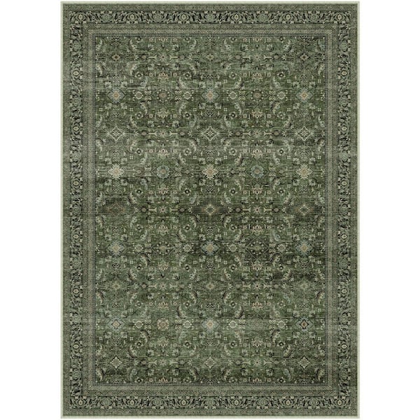 Tehran Green 8 ft. x 10 ft. Vintage Perris All Over Design Area Rug