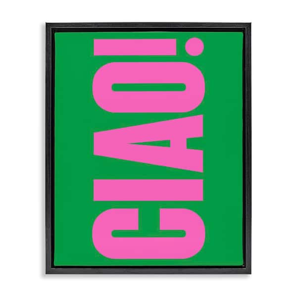 Stupell Industries Ciao Pink and Green by House of Lulu Black Floater Frame Typography Graphic Art Print 21 in. x 17 in.
