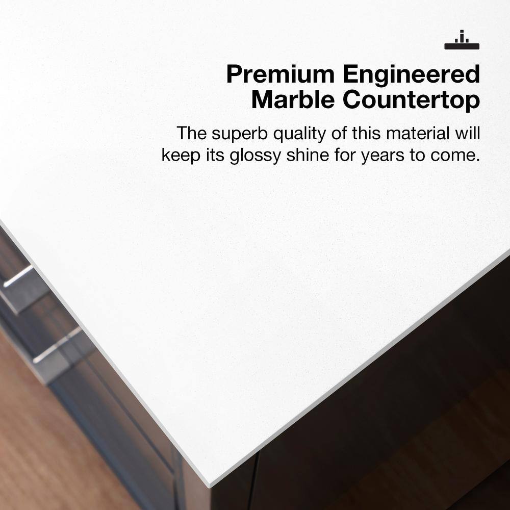 Dark Charcoal 24'' Single Freestanding Bathroom Vanity with Marble Top