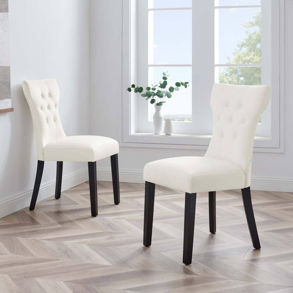 Elegant Hourglass White Faux Leather Parsons Side Chair