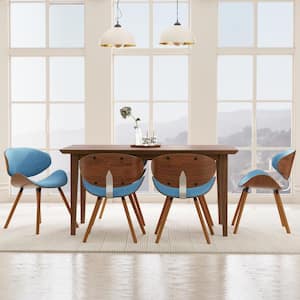 Marana Mid Century Modern Dining Chair in Blue Polyester linen fabric