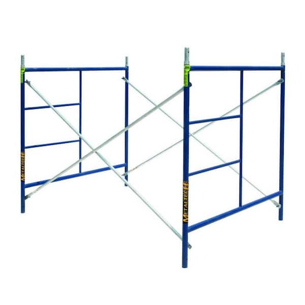 Saferstack Scaffold Section, 1-Story Scaffolding Frame Set with Galvanized Cross Braces, 5 ft. W x 7 ft. D x 5 ft. H