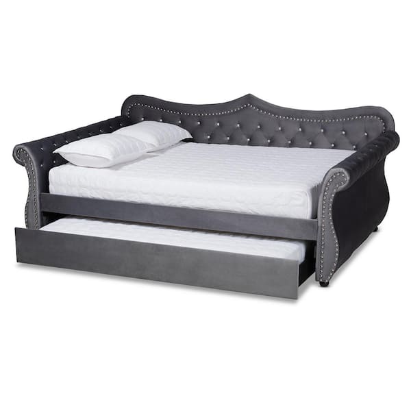 Baxton Studio Abbie Grey Queen Daybed with Trundle