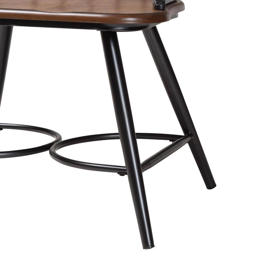 Longford Dark Walnut and Black Metal Windsor Arm Chair Set