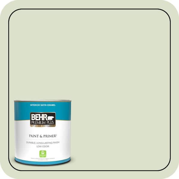 BEHR PREMIUM PLUS 1 qt. #420E-2 Palm Breeze Satin Enamel Low Odor Interior Paint & Primer