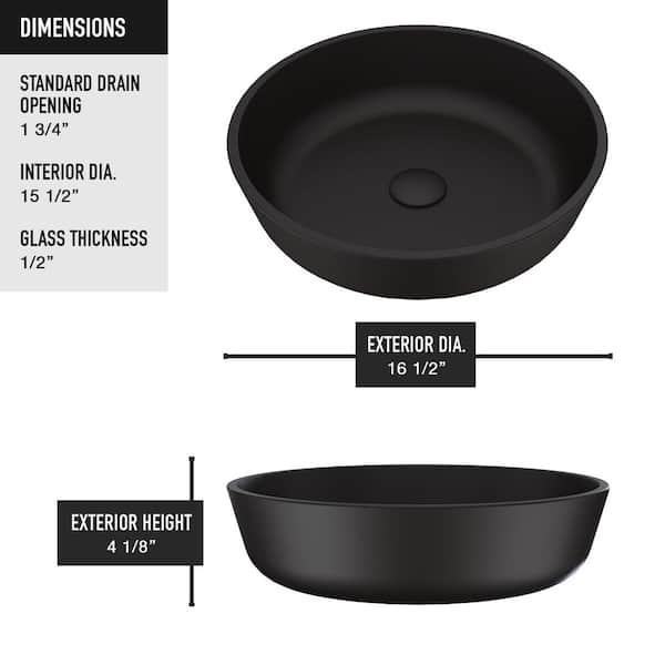 Black Round Modus MatteShell Glass Bathroom Vessel Sink Black Round Modus MatteShell Glass Bathroom Vessel Sink