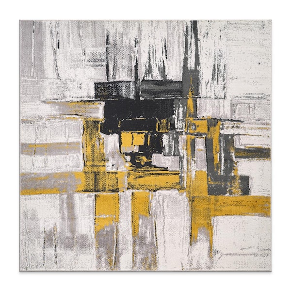 Nevada Gold 6 ft. 6 in. x 6 ft. 6 in. Square Modern Contemporary Abstract Indoor Area Rug