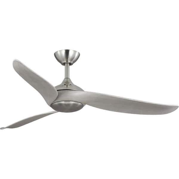 Progress Lighting Conte 52 in. Indoor/Outdoor Integrated LED Brushed Nickel Contemporary Ceiling Fan with Remote for Living Room