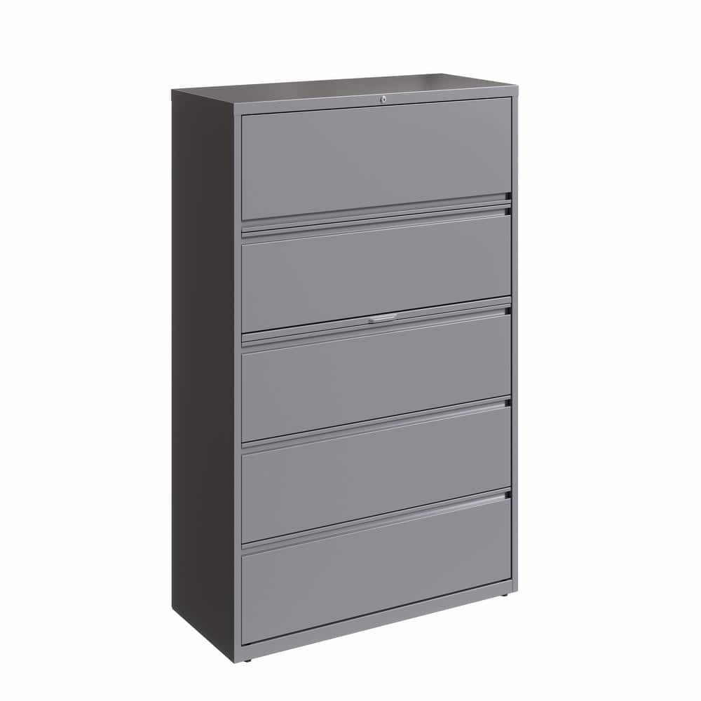 Arctic Silver 42" Wide 5 Drawer Lockable Lateral File Cabinet