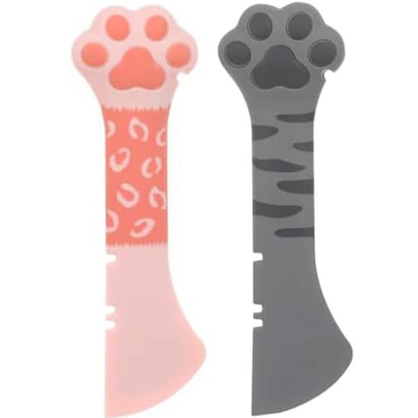 Unbranded Silicone Pet Food Spoon Can Opener Spatula Set for Canned Food Cute Paw Design 2 Pack