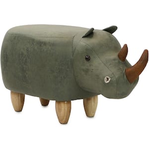 Green Rhino Animal Shape Ottoman