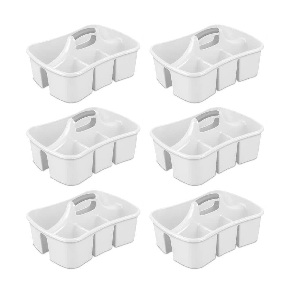 Bath Caddie White - Totes with Divided Compartments and Handles