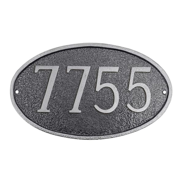 Classic Oval Standard Address Sign Plaque - Swedish Iron/Silver