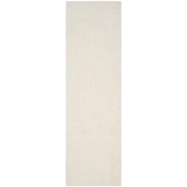 Luxe Shag 2 ft. x 14 ft. Ivory Solid Runner Rug
