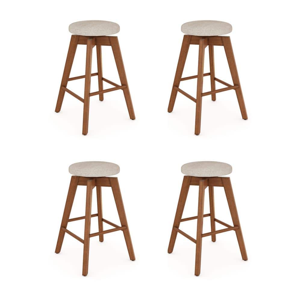 Amalia 26'' Antique Coffee and Natural Wheat Swivel Counter Stools