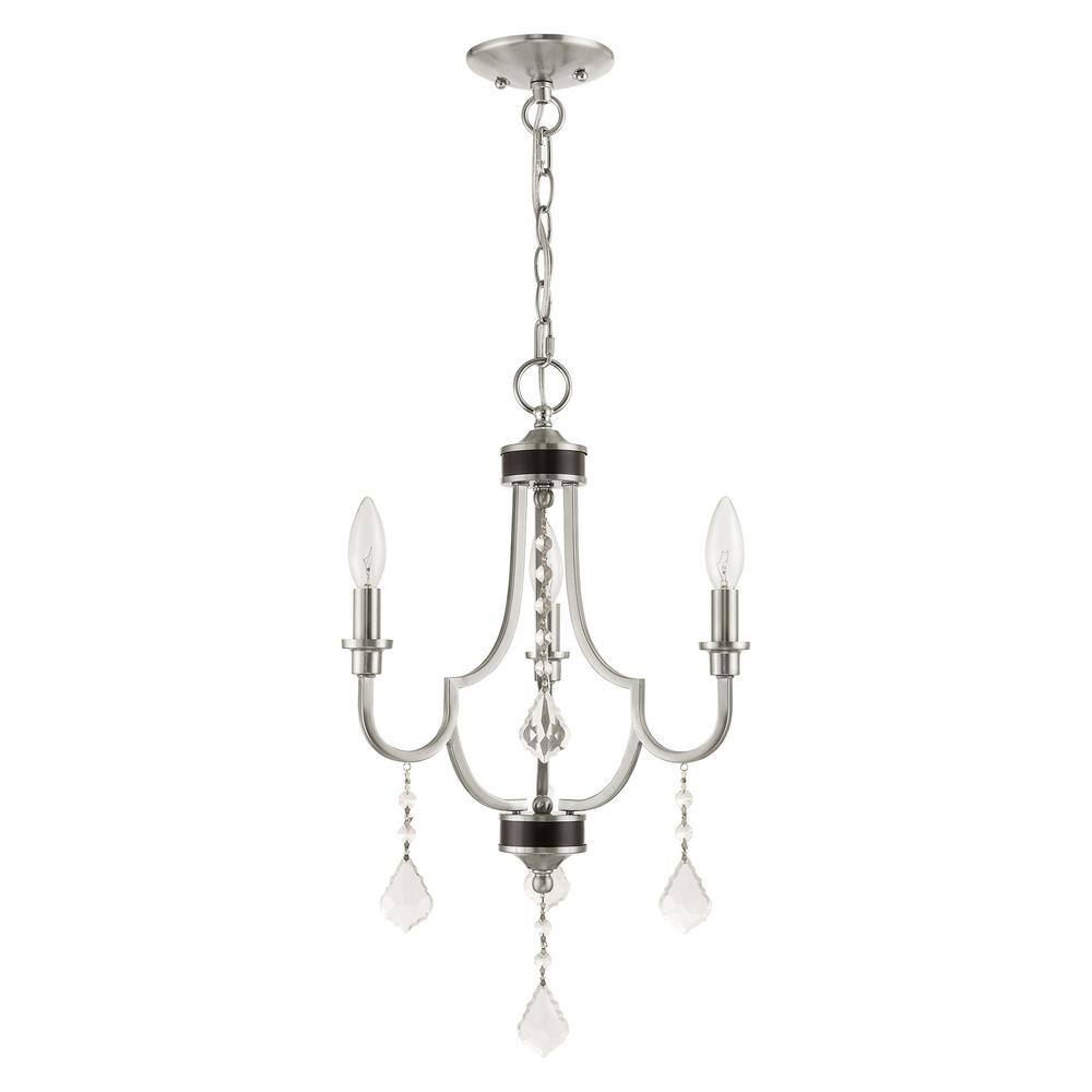Elegant Brushed Nickel 3-Light Mini Chandelier with Clear Crystals