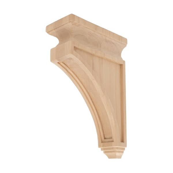 American Pro Decor 2-1/2 in. x 8 in. x 5-1/4 in. Unfinished Small Hand Carved North American Solid Alder Mission Wood Corbel