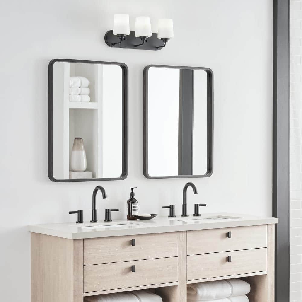 Windom Midnight Black 3-Light Dimmable Vanity with Etched Glass