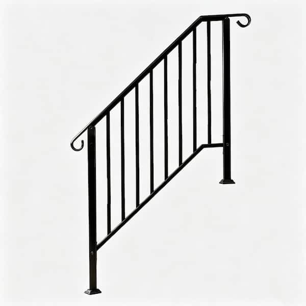 Rustic Traffic Control Railing xinyoec 4-Step Galvanized Steel Hand Rails for Outdoor Steps, Curved ...