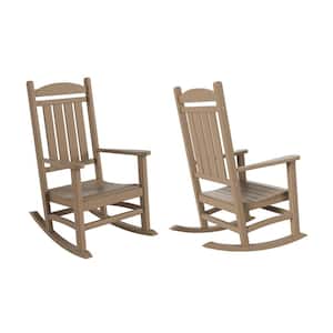 Kenly Weathered Wood Classic Plastic Outdoor Rocking Chair (Set of 2)