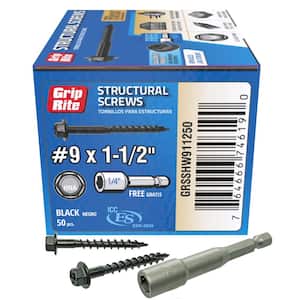 #9 in. x 1-1/2 in. Structural Screw Dual Drive/Hex Washer Head (50-Piece/Pack)