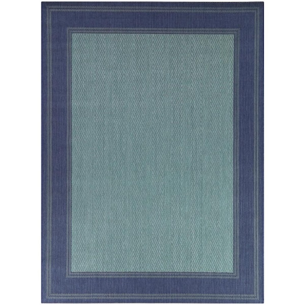 Hampton Bay Navy/Aqua 2 x Doormat 2 ft. x 3 ft. Area Rug