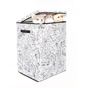 Kid's White Coloring Cube Storage Bin Hamper with Washable Markers (4-Pack)