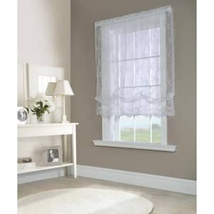 Mona Lisa White Sher Lace 56 in. W x 63 in. L Rod Pocket Balloon Curtain