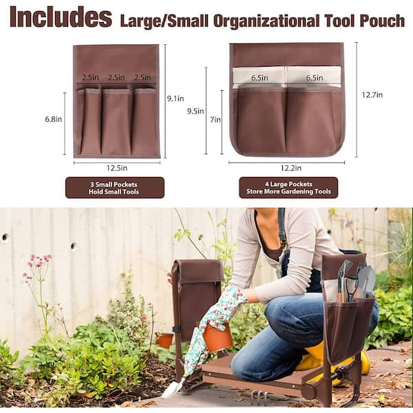 Garden Kneeler and Seat with Tool Pouches, Foldable Garden Stool