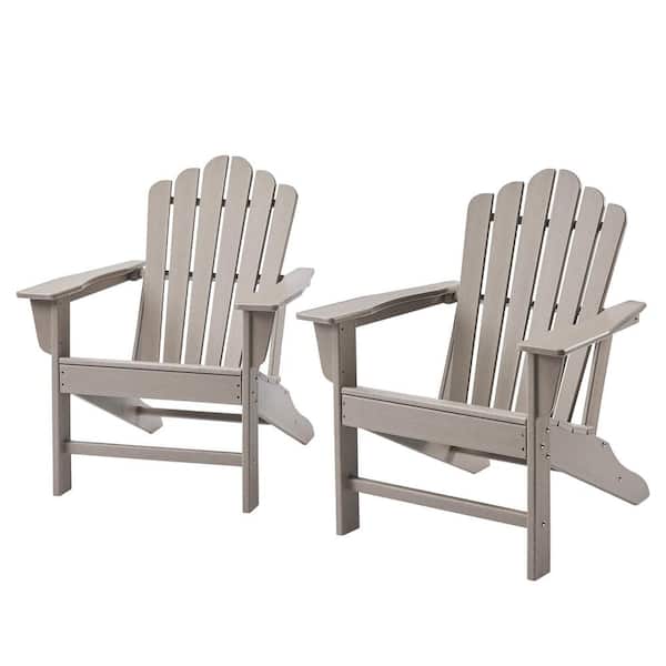 Clihome 2-Pieces Foldable Outdoor Adirondack Chair for Garden Porch Patio Deck Backyard Weather Resistant Accent Furniture Brown