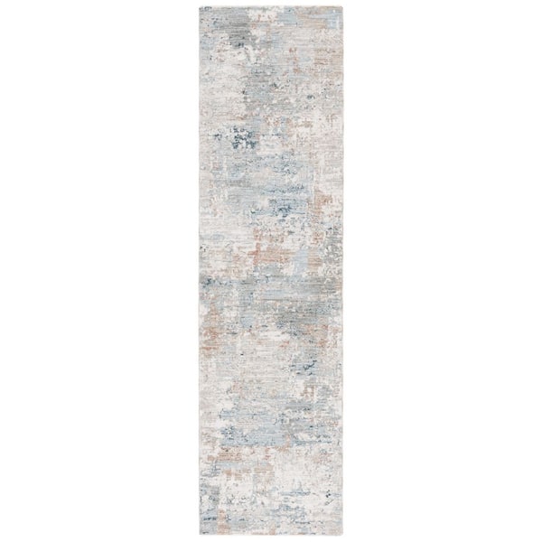 Treasures 2 ft. x 8 ft. Gray/Blue Distressed Runner Rug