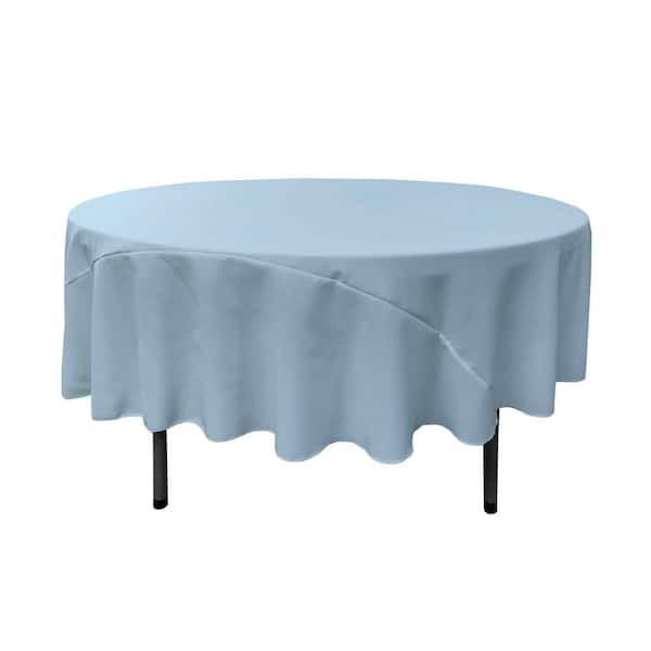 LA Linen 90 in. Round Light Blue Polyester Poplin Tablecloth