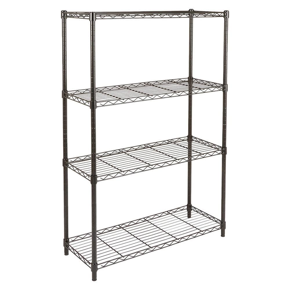 Black 4-Tier Adjustable Metal Garage Storage Shelving Unit (36 in. W x ...