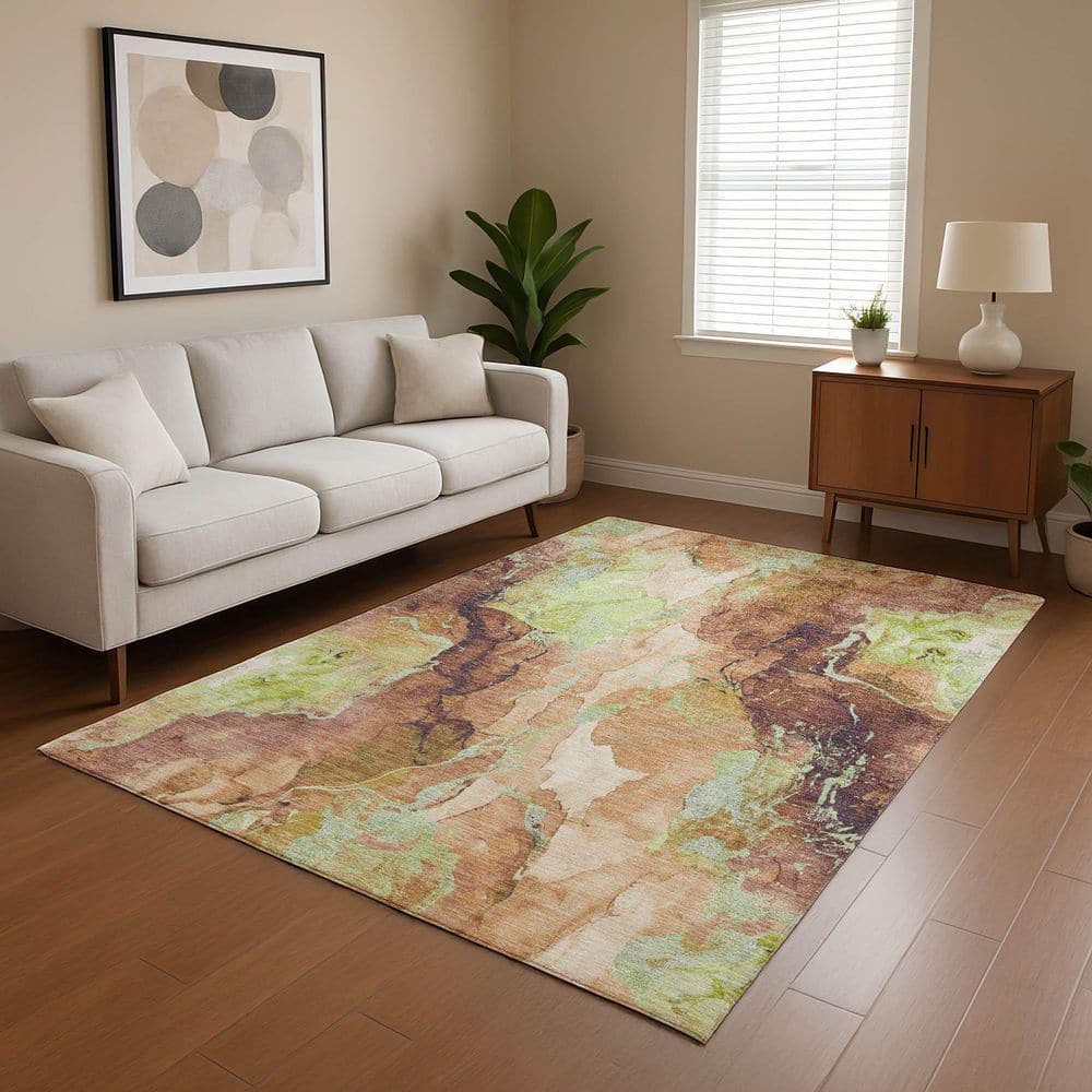 Mayfield Premium Machine Washable Abstract AMF1785 Mocha 8 ft. x 10 ft. Area Rug price history on PriceWatchPro